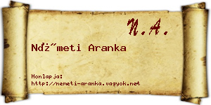 Németi Aranka névjegykártya